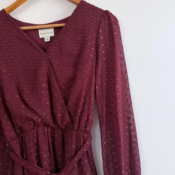Thread & Supply Women's Maroon Long-Sleeve Wrap Dress - Picture 2 of 6